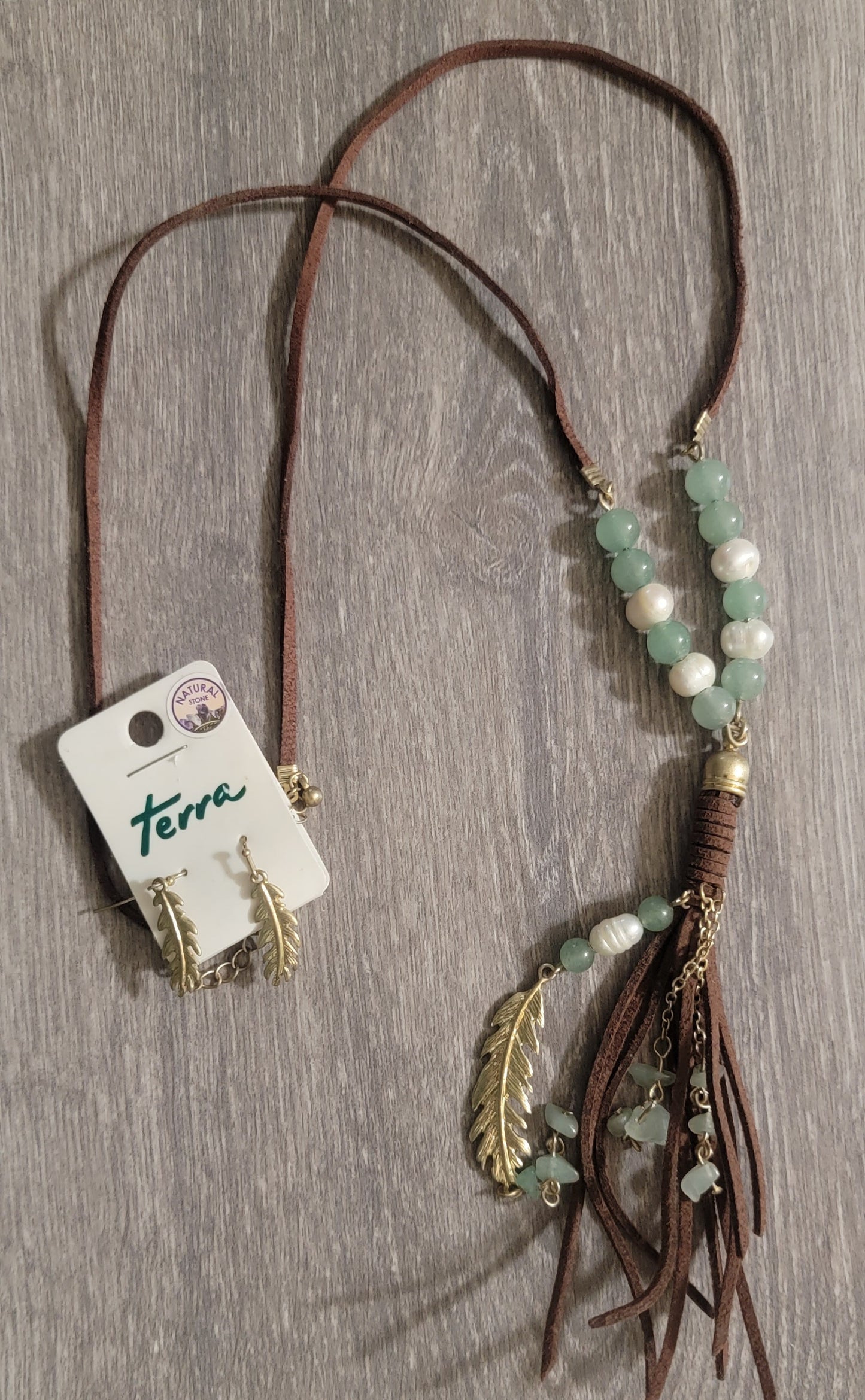 Feather Tassle Necklace with Earrings