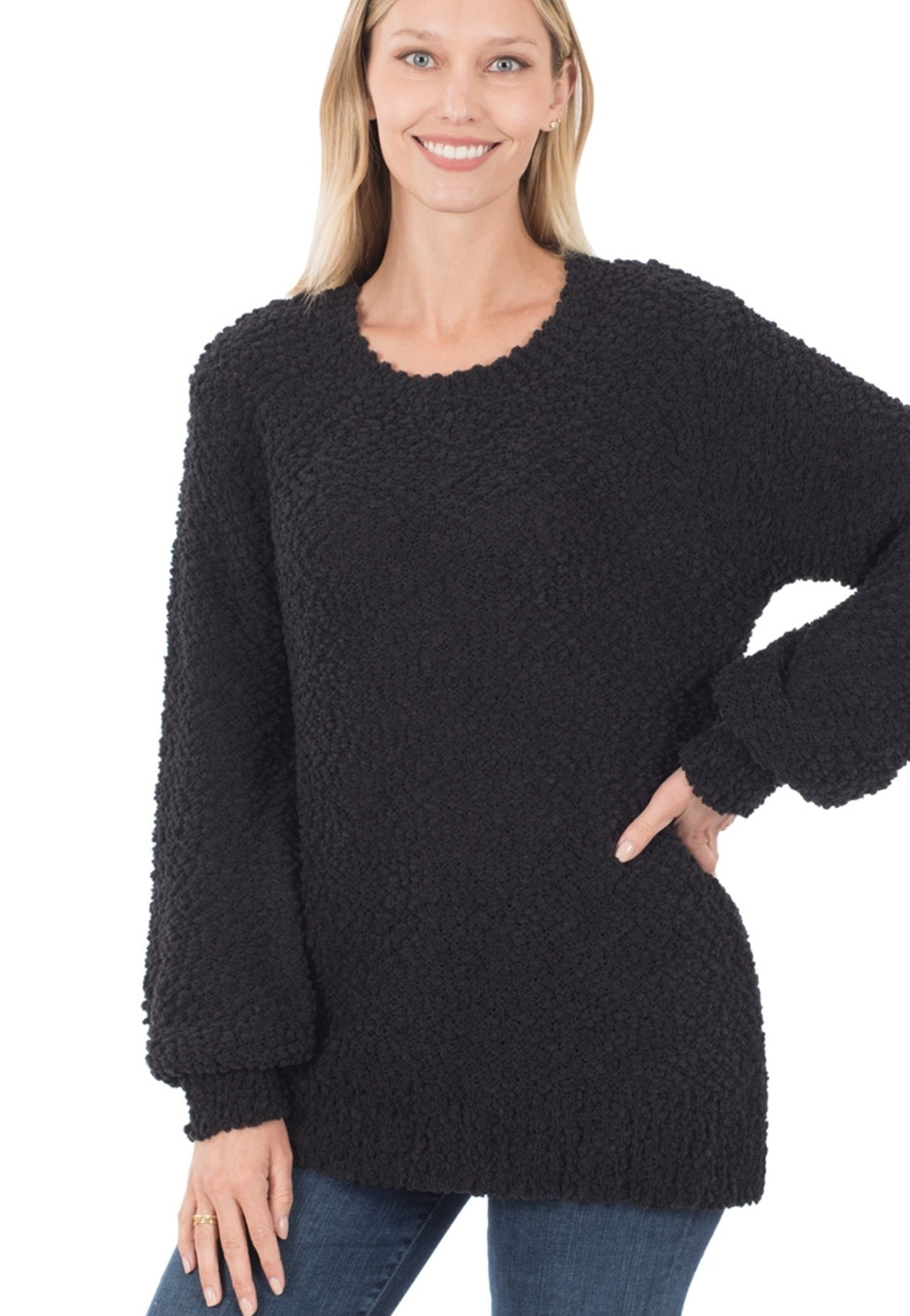 Popcorn Balloon Sleeve Sweater