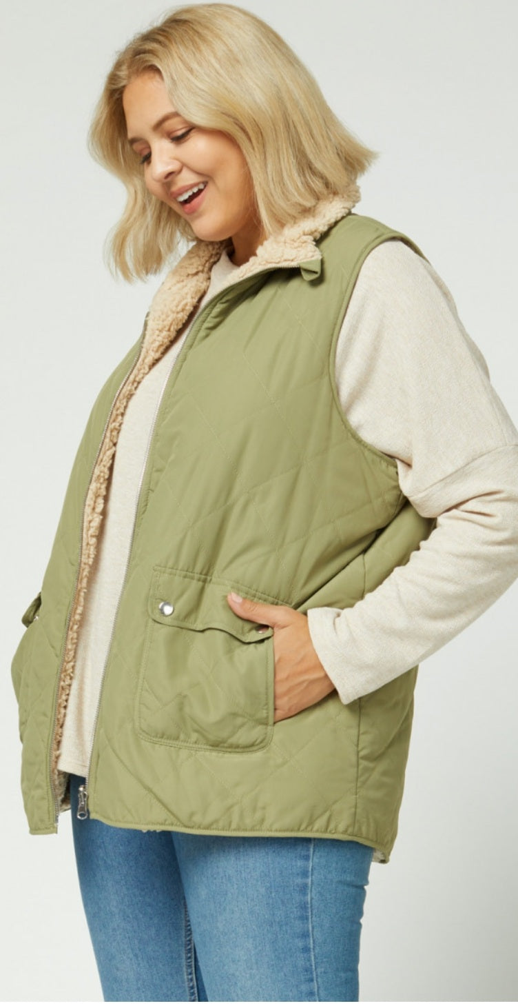 Plus Size Quilted Reversible Vest