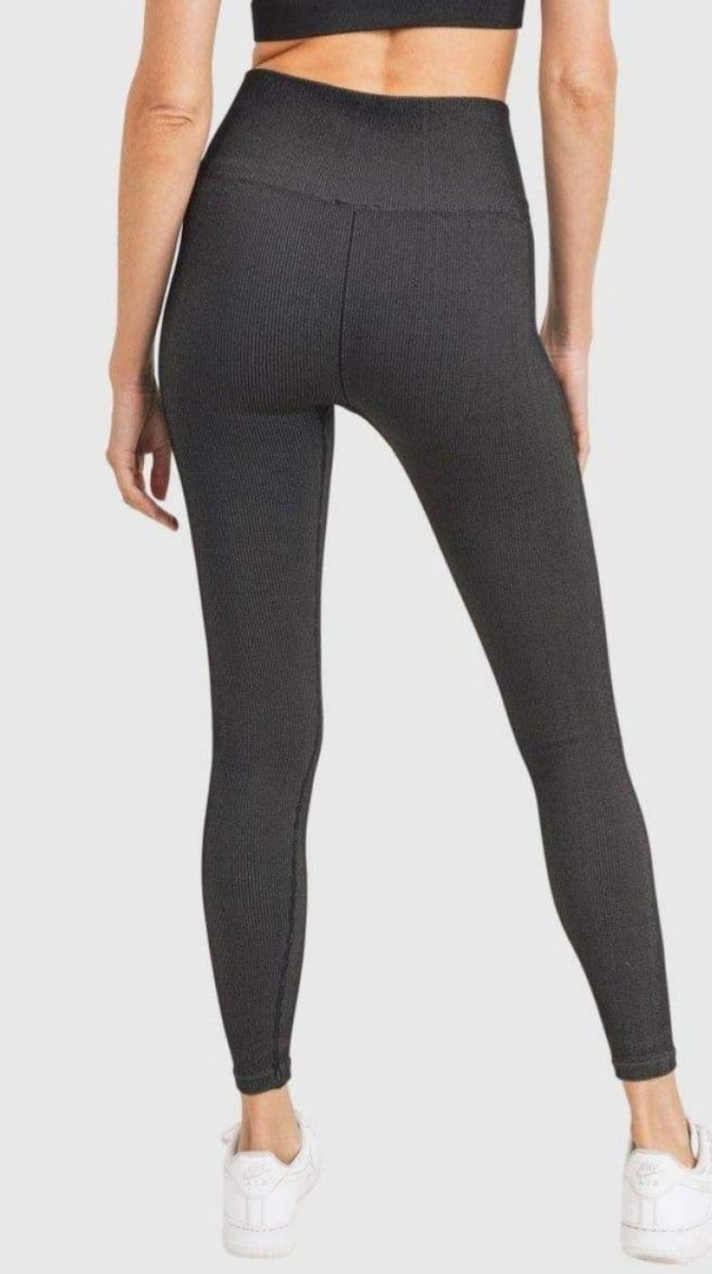 Ribbed Dry Brush Seamless High-Waisted Leggings
