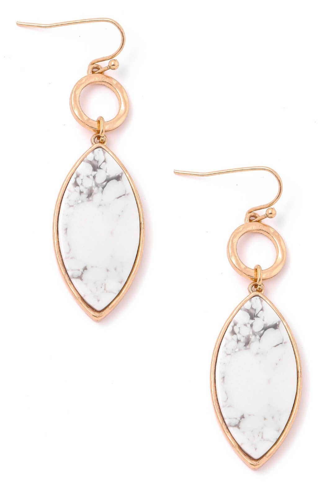 Semi Precious Oval Stone Drop Earrings