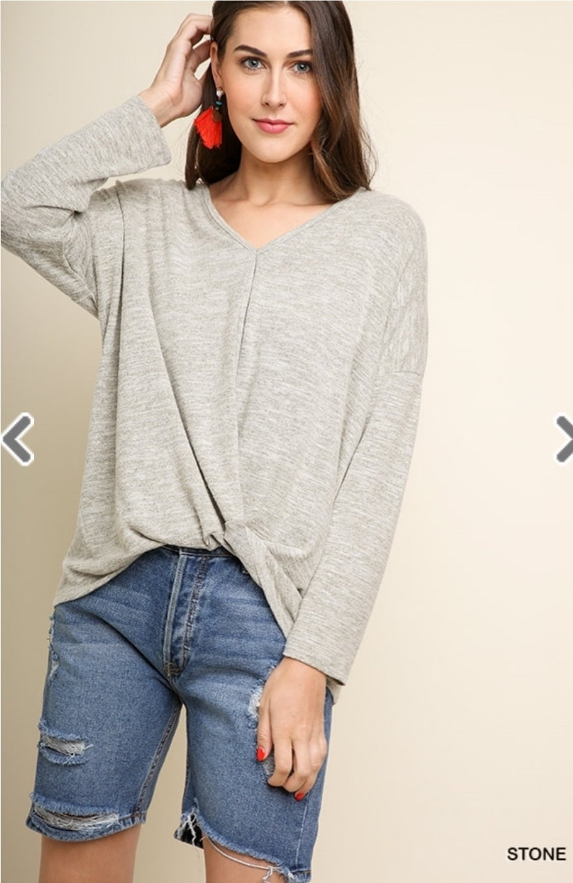 Heathered Knit Top (Plus Sizes Available)