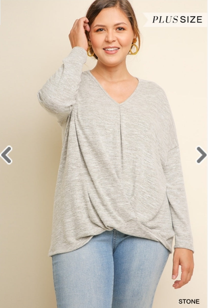 Heathered Knit Top (Plus Sizes Available)