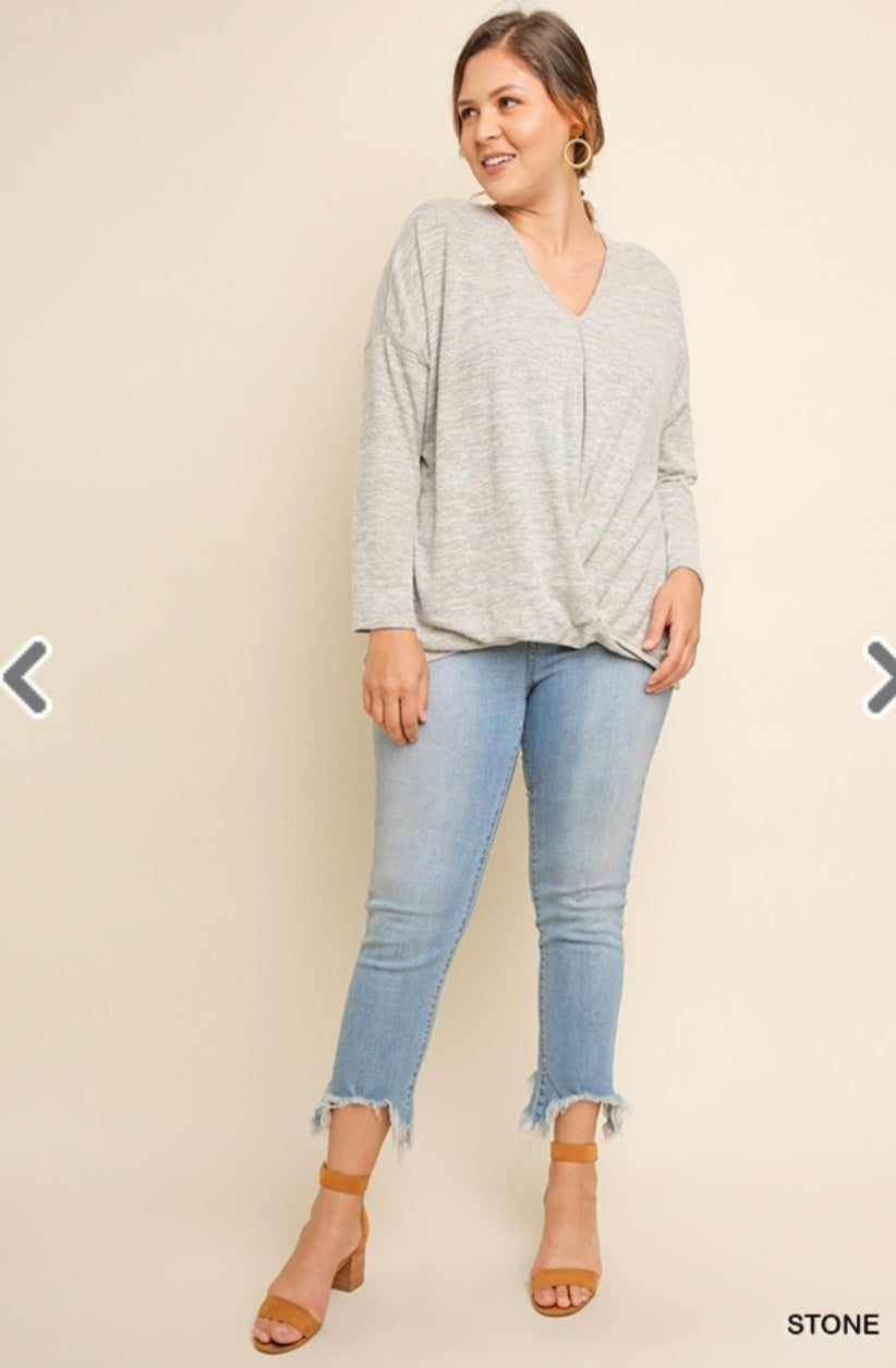 Heathered Knit Top (Plus Sizes Available)