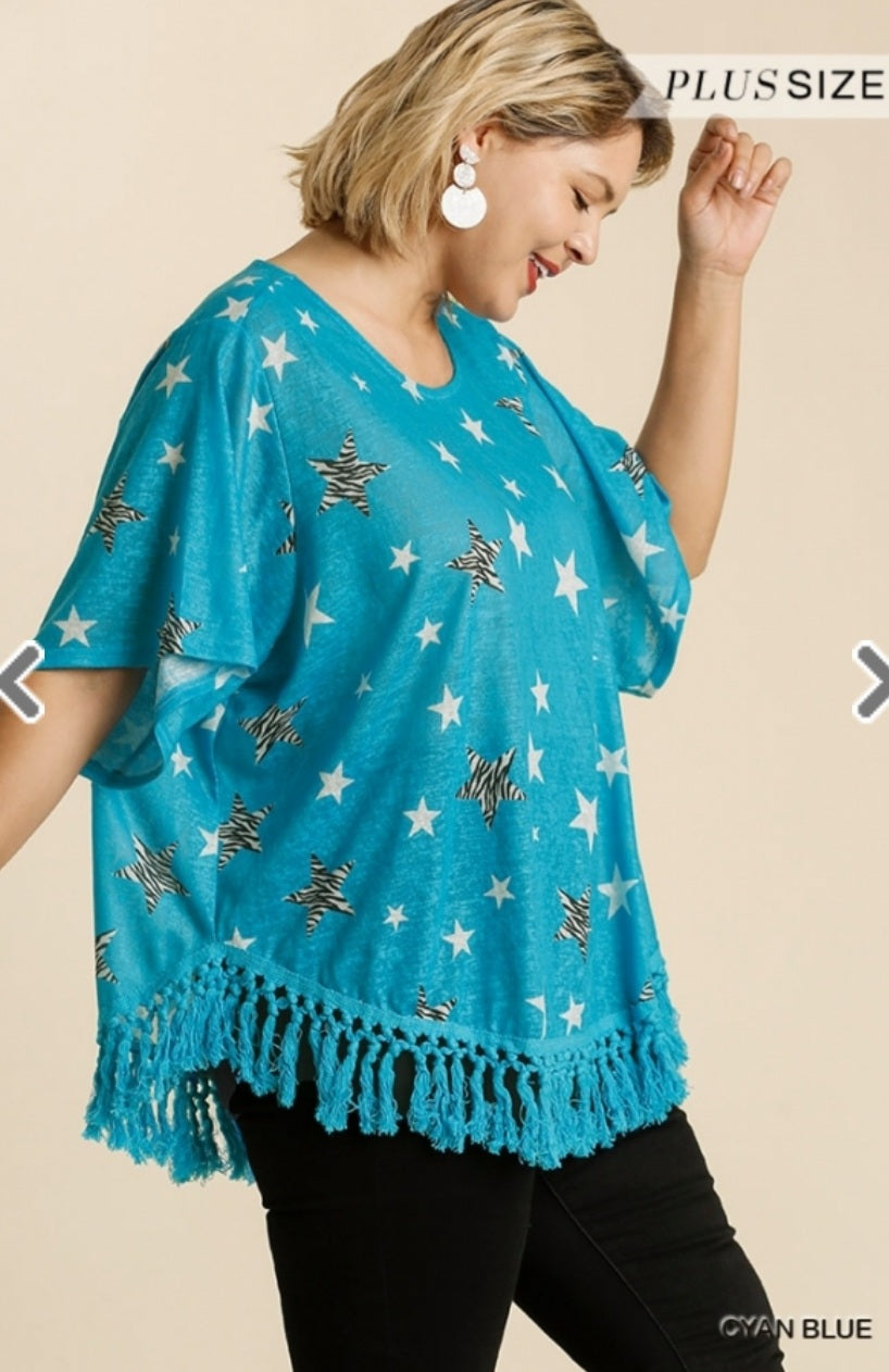 Animal Star Print Short Sleeve Top (Plus Sizes Available)