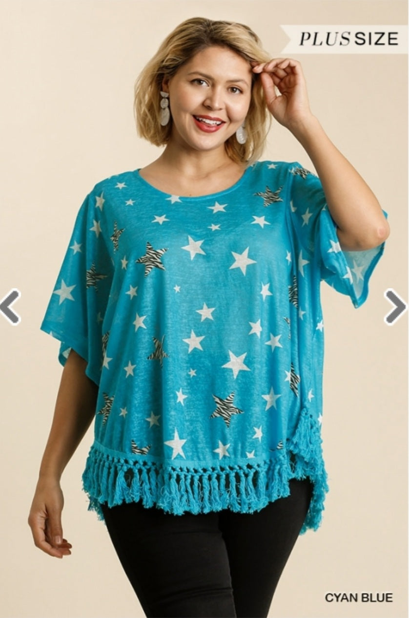 Animal Star Print Short Sleeve Top (Plus Sizes Available)