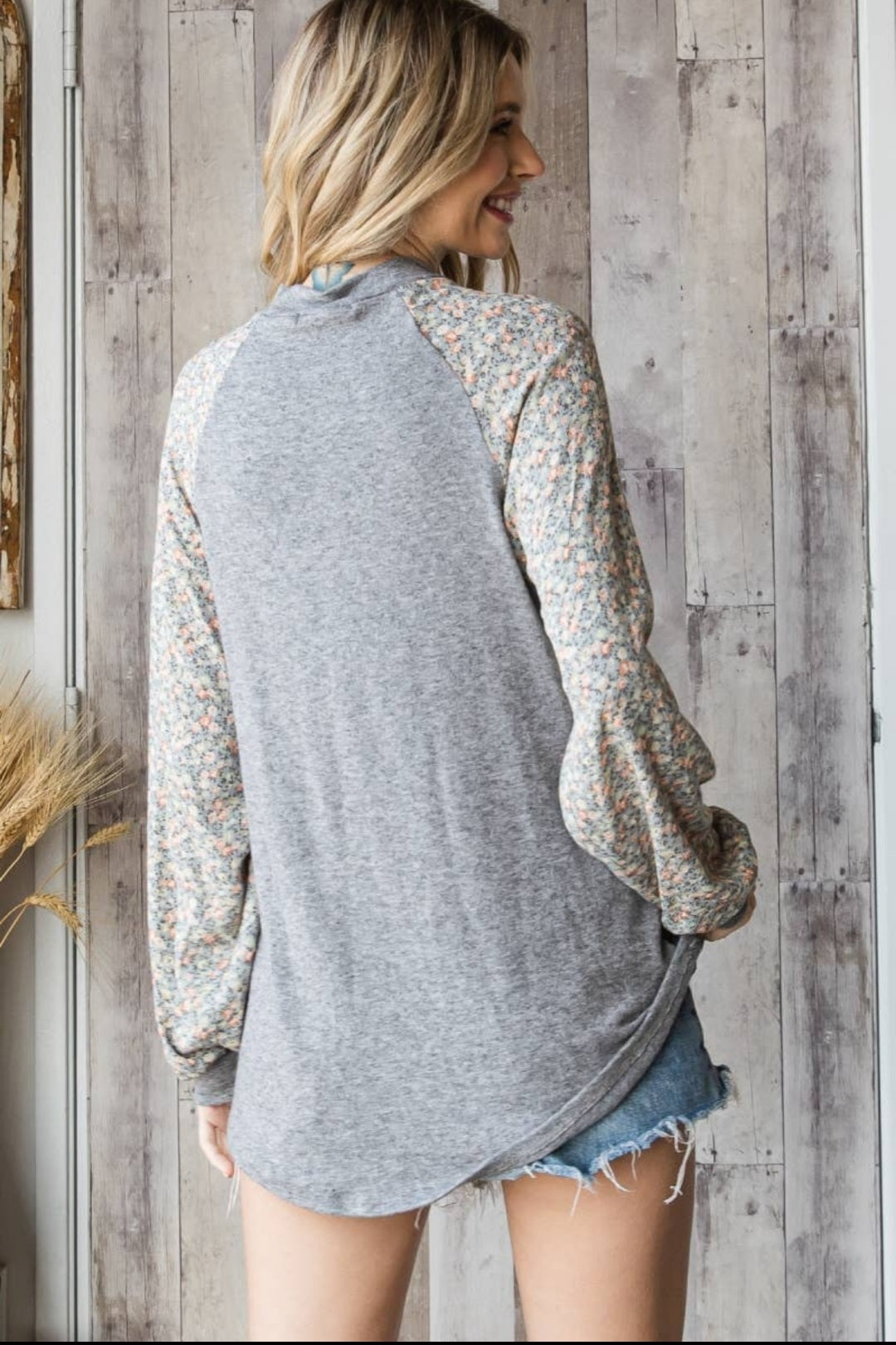 Soft knit contrast sleeve top