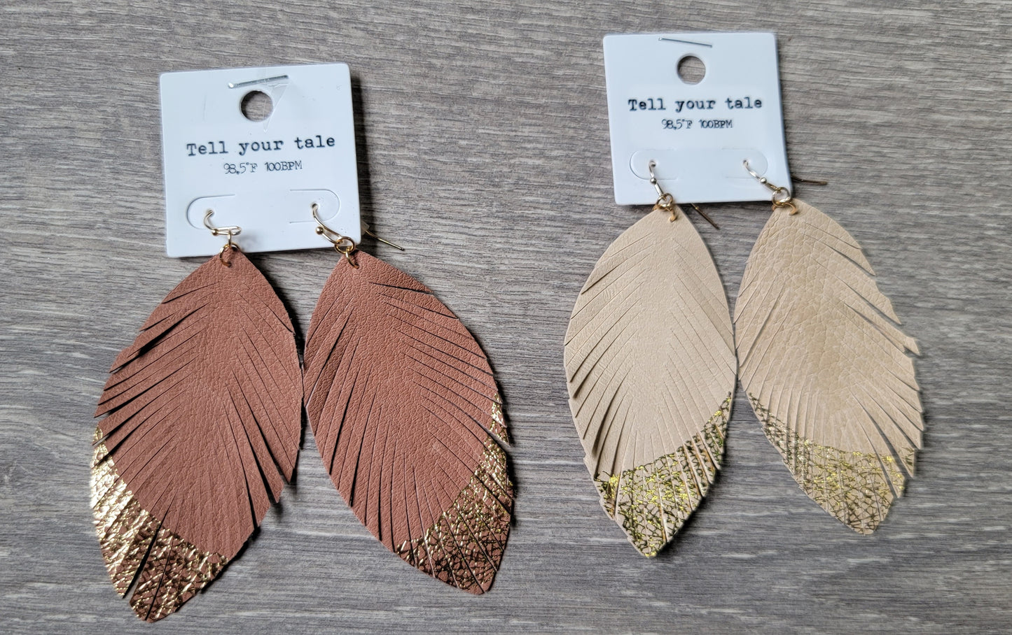 Faux Leather Feather Hook Earrings