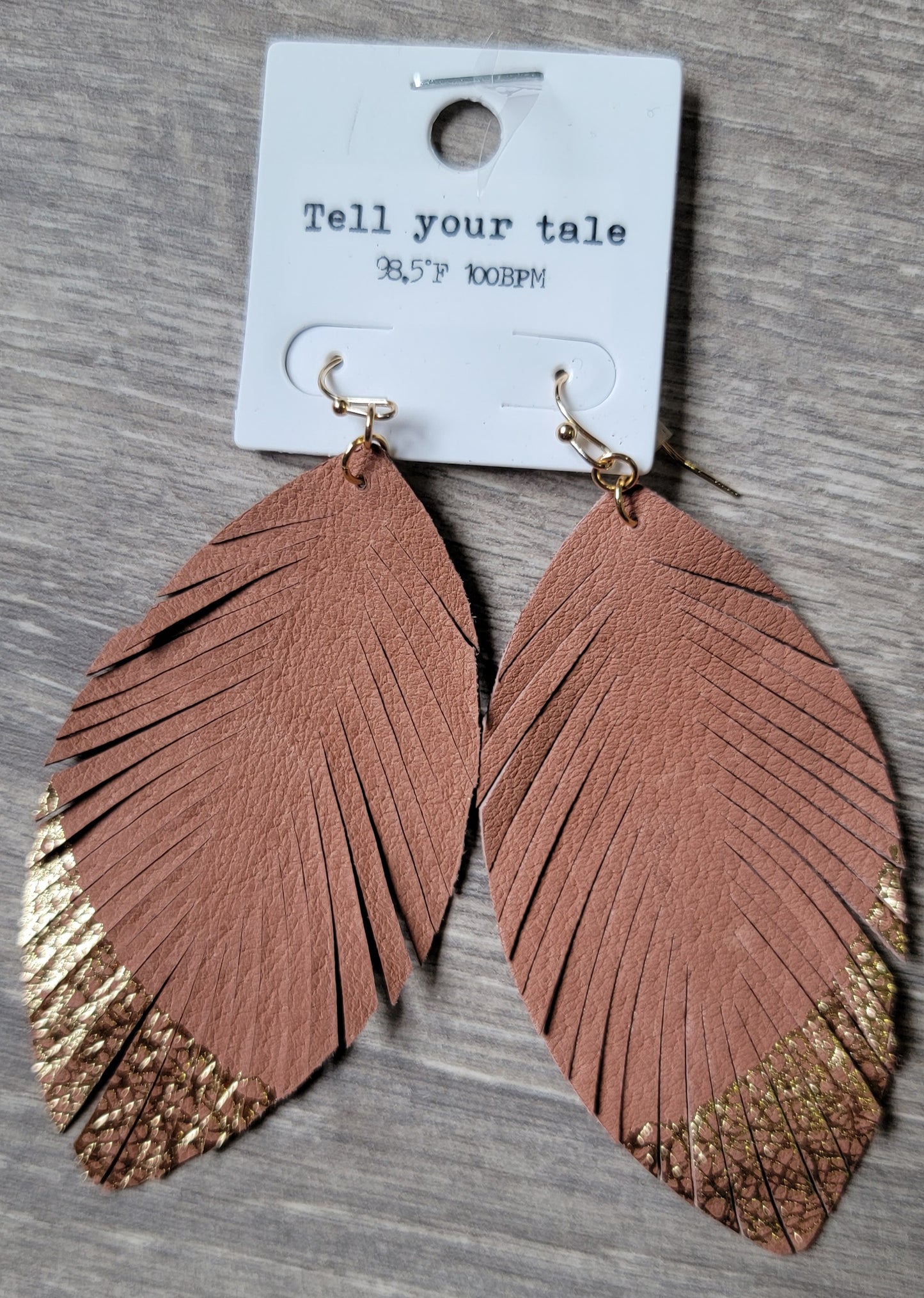 Faux Leather Feather Hook Earrings