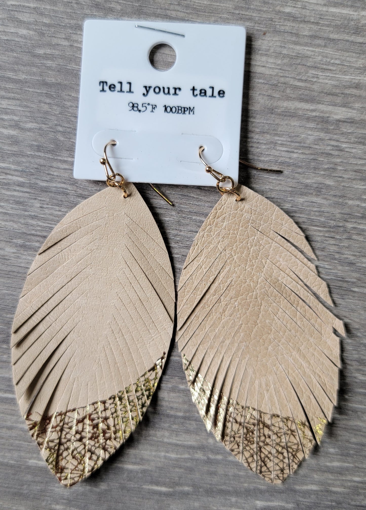 Faux Leather Feather Hook Earrings