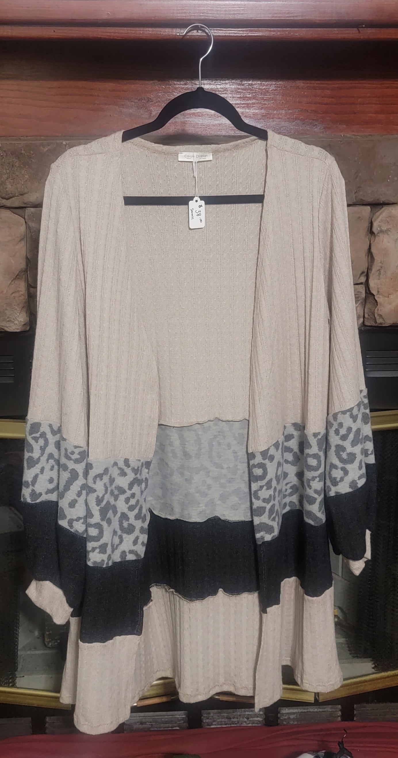 Animal Print Color Block Cardigan