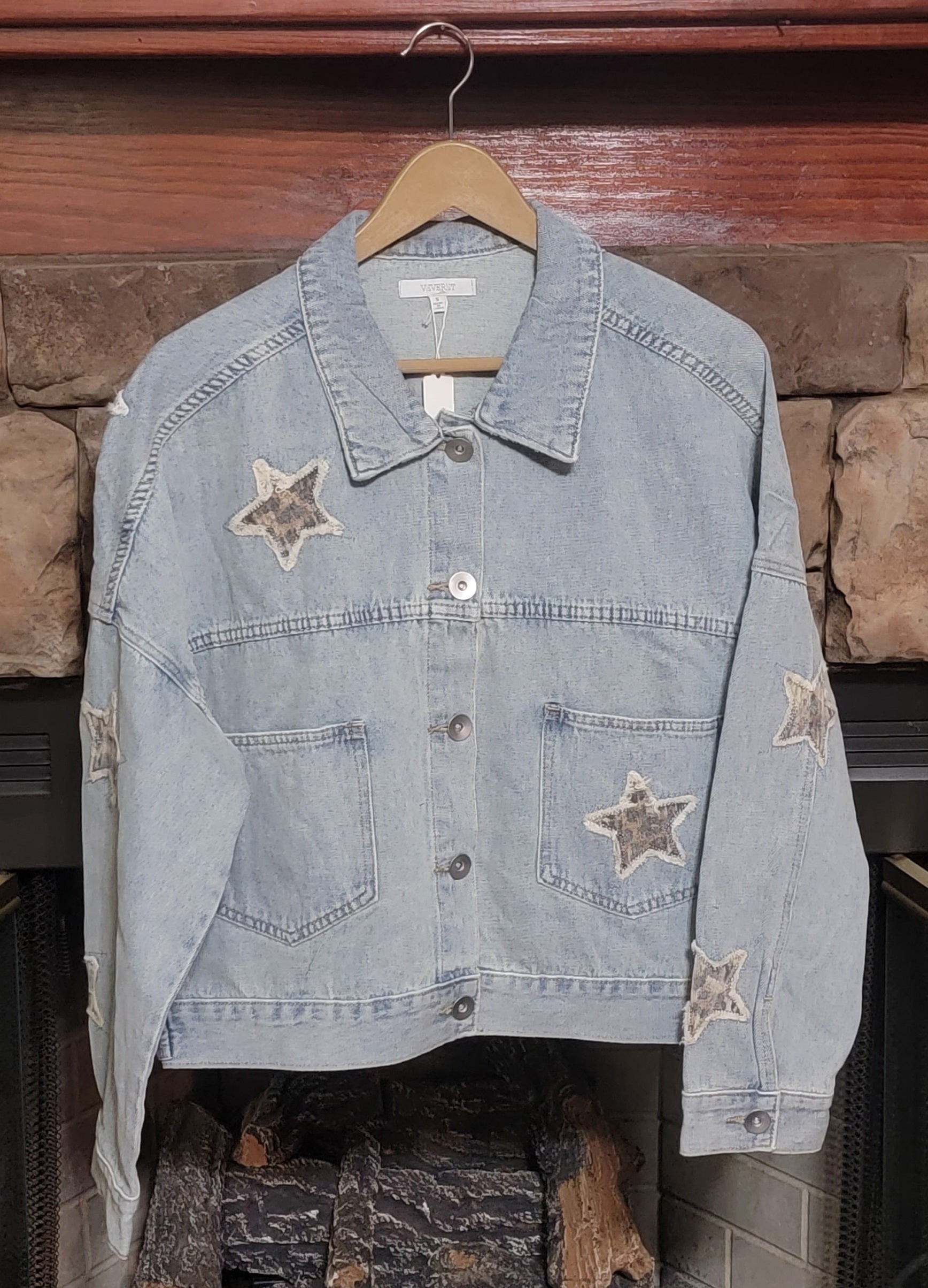 Star print hotsell denim jacket