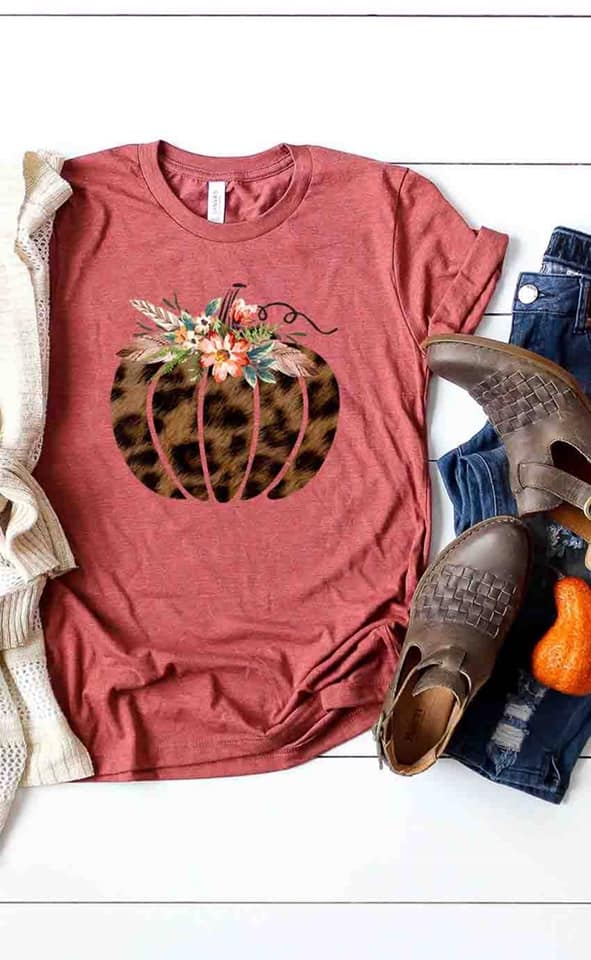 Leopard Pumpkin with Floral Design