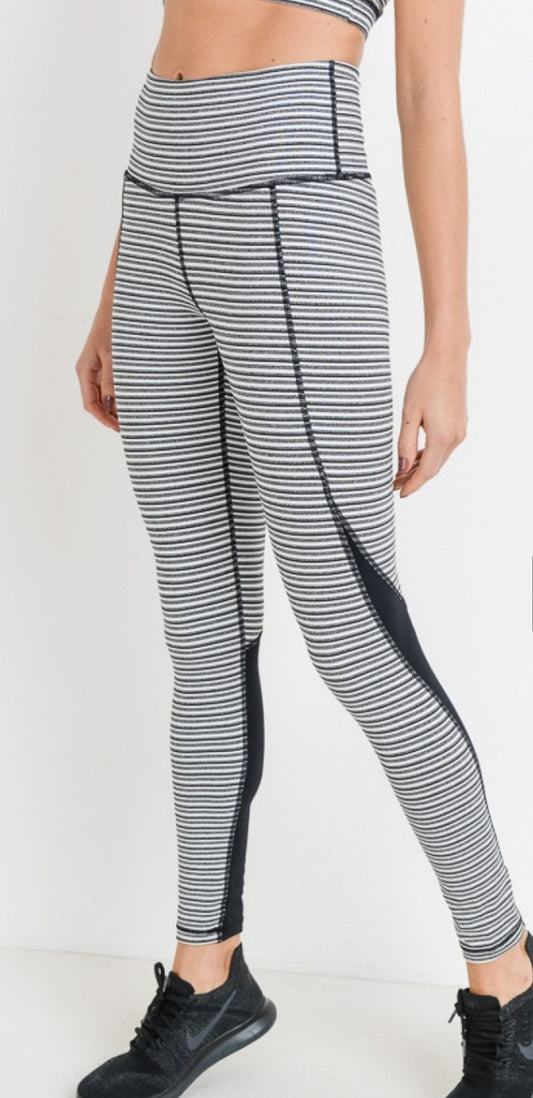 Monochrome Tiramisu Colorblock Highwaist Leggings