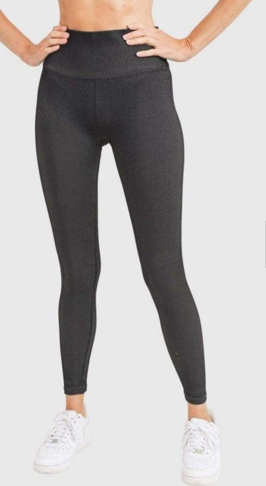 Ribbed Dry Brush Seamless High-Waisted Leggings